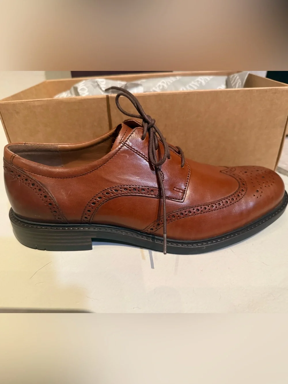 NEW**Johnston & Murphy Men's Tabor Tan Leather Wingtip Derby